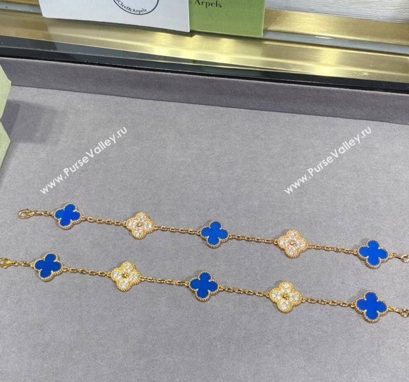 Van Cleef Arpels Alhambra Bracelet 5 Motifs with Half Strass Blue/Gold 2025 0916 (YF-250916159)
