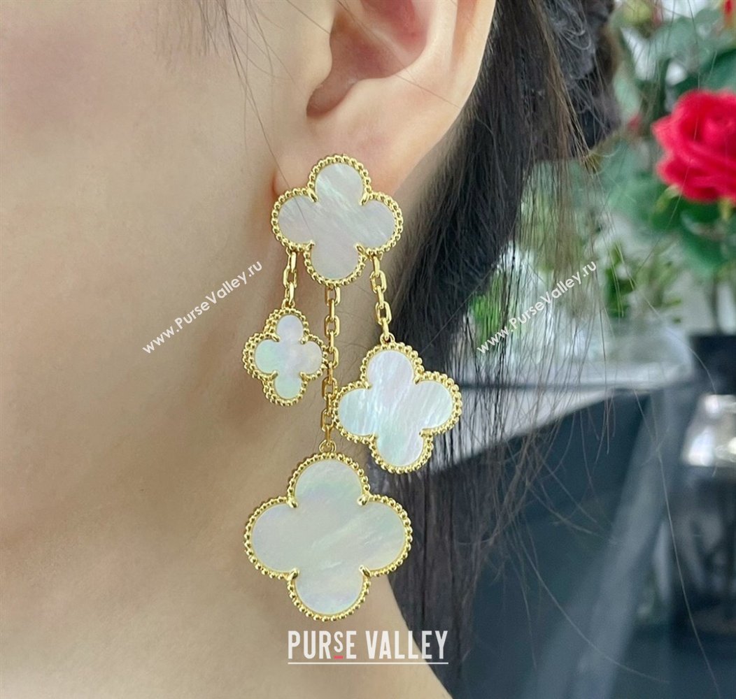 Van Cleef Arpels Alhambra Earrings 4 Motifs White/Gold 2025 0916 (YF-250916161)