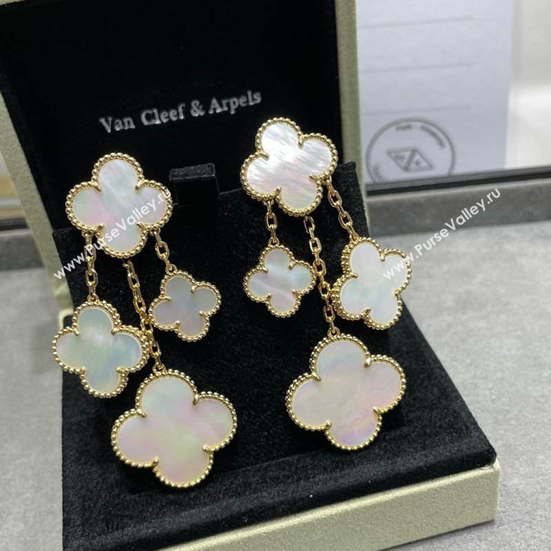 Van Cleef Arpels Alhambra Earrings 4 Motifs White/Gold 2025 0916 (YF-250916161)