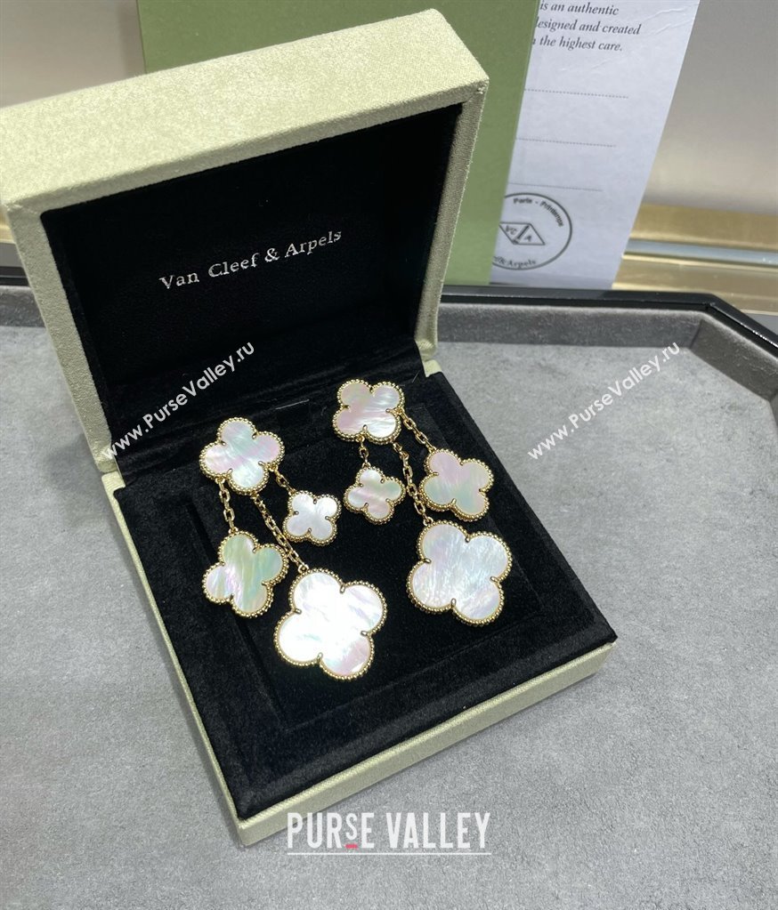 Van Cleef Arpels Alhambra Earrings 4 Motifs White/Gold 2025 0916 (YF-250916161)