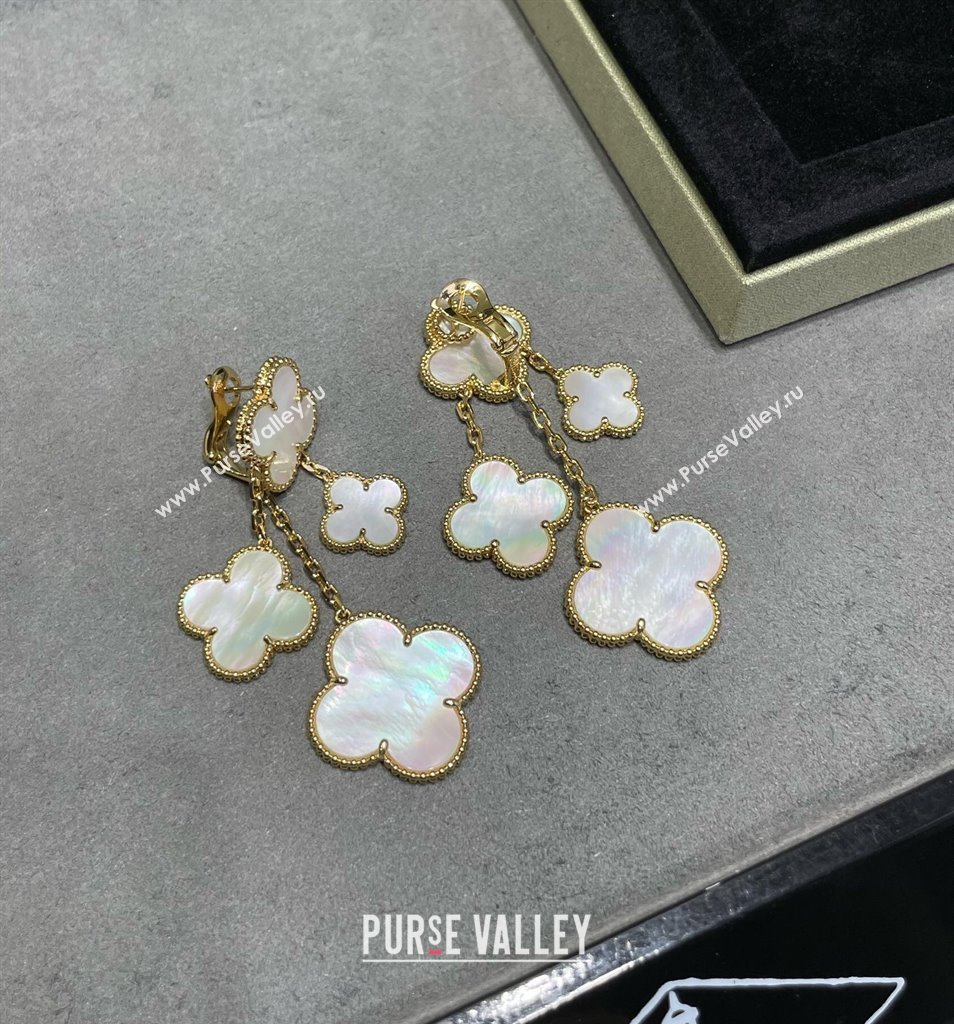 Van Cleef Arpels Alhambra Earrings 4 Motifs White/Gold 2025 0916 (YF-250916161)
