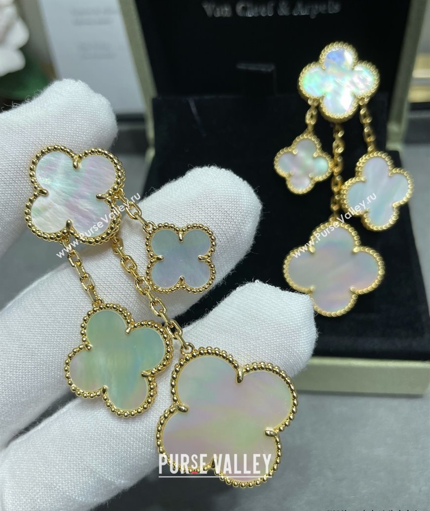 Van Cleef Arpels Alhambra Earrings 4 Motifs White/Gold 2025 0916 (YF-250916161)