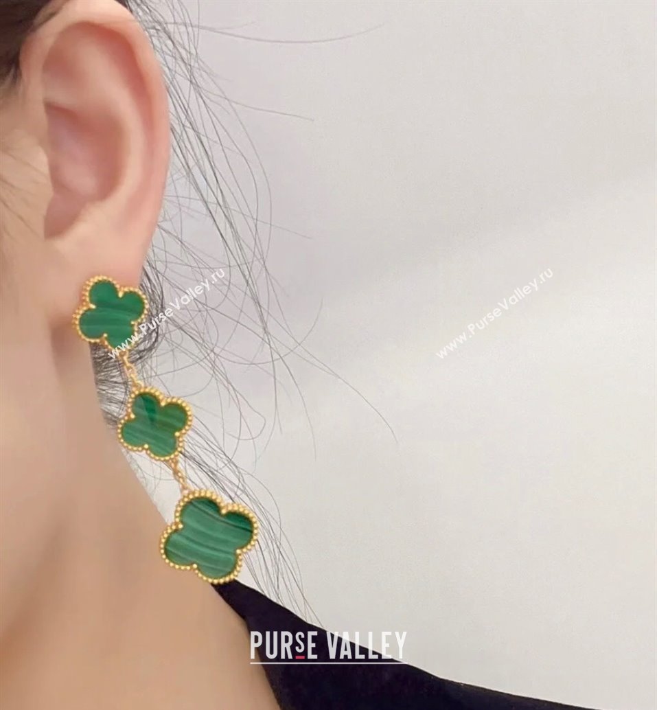 Van Cleef Arpels Alhambra Earrings 3 Motifs Green/Gold 2025 0916 (YF-250916162)