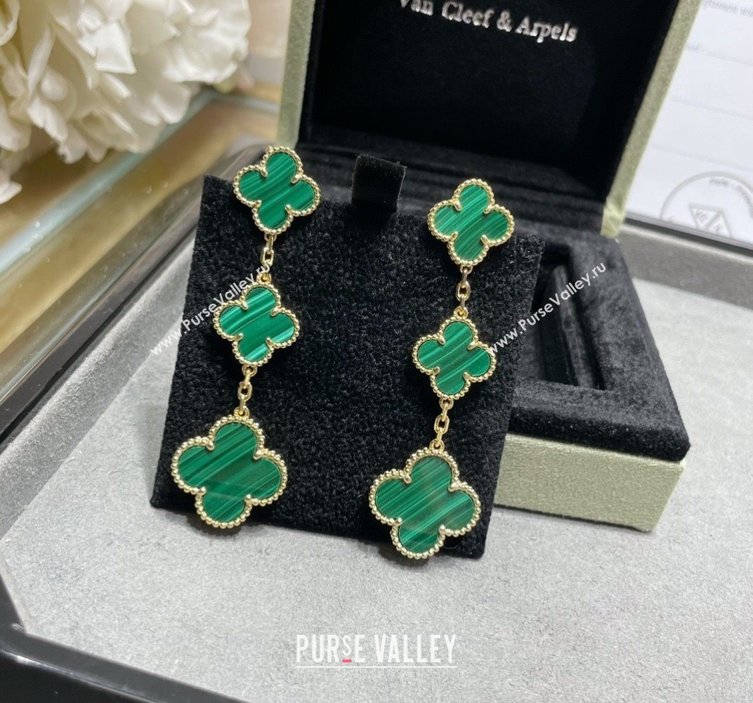 Van Cleef Arpels Alhambra Earrings 3 Motifs Green/Gold 2025 0916 (YF-250916162)