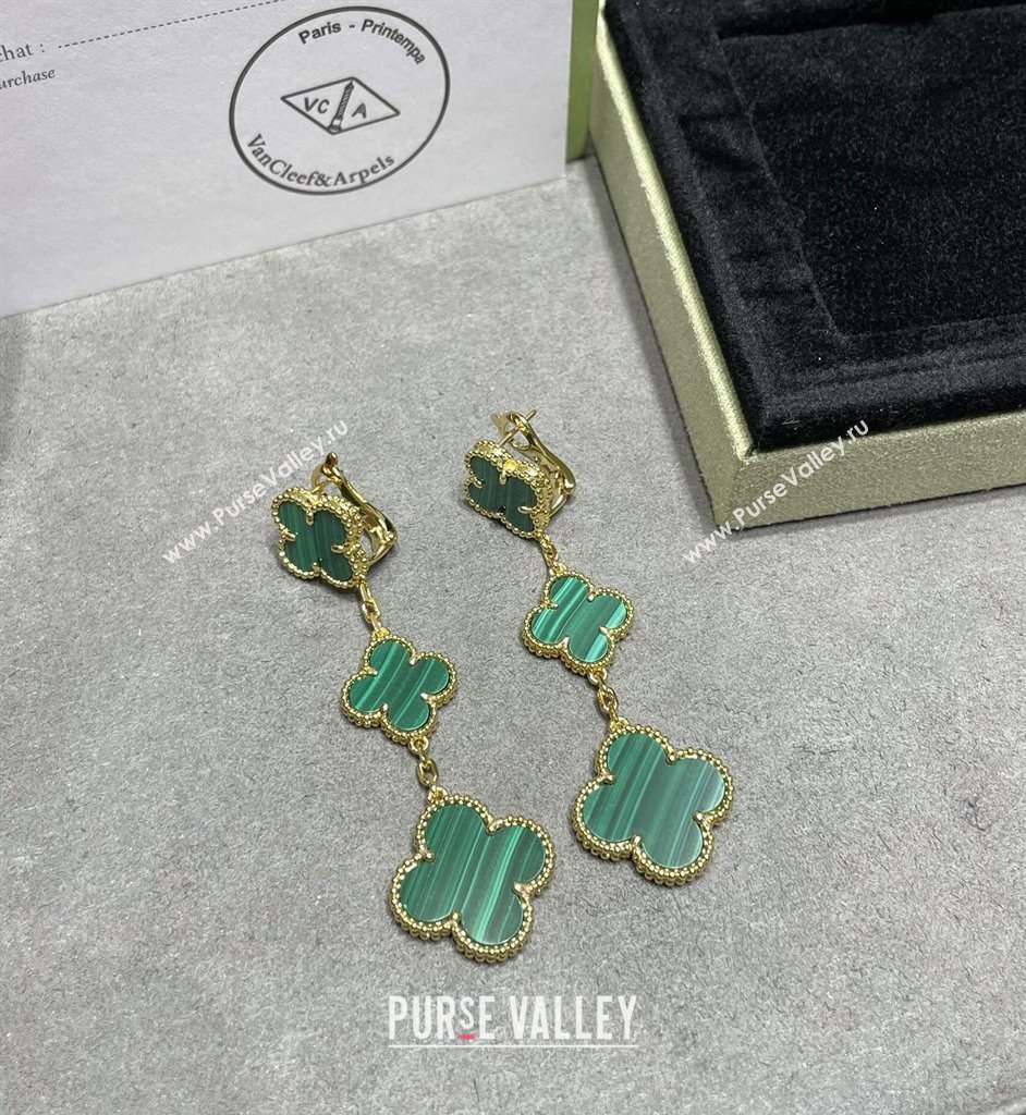 Van Cleef Arpels Alhambra Earrings 3 Motifs Green/Gold 2025 0916 (YF-250916162)