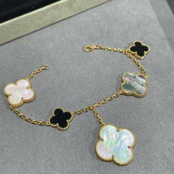 Van Cleef Arpels Alhambra Bracelet 5 Motifs Black/Grey/White 2025 0916 (YF-250916163)