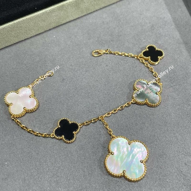 Van Cleef Arpels Alhambra Bracelet 5 Motifs Black/Grey/White 2025 0916 (YF-250916163)