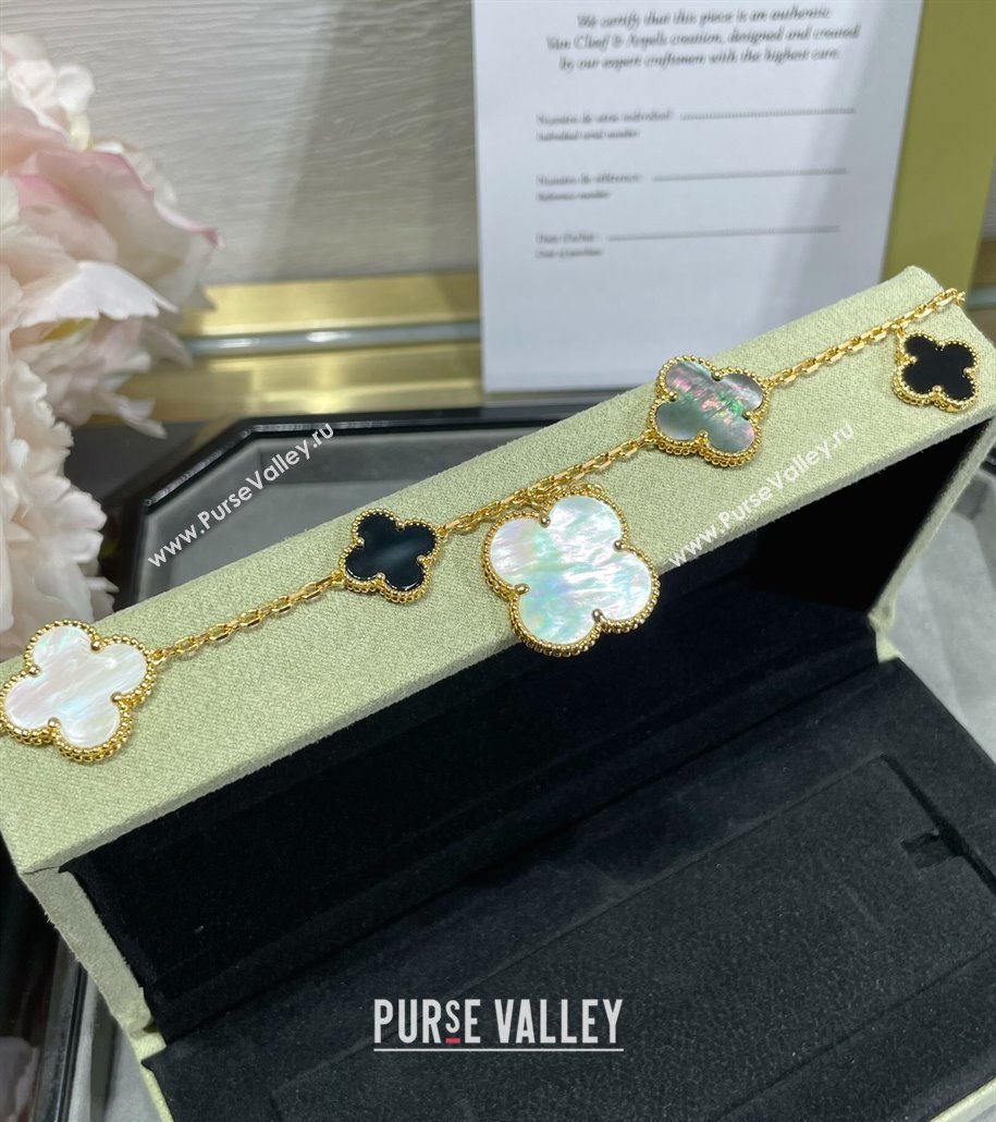 Van Cleef Arpels Alhambra Bracelet 5 Motifs Black/Grey/White 2025 0916 (YF-250916163)