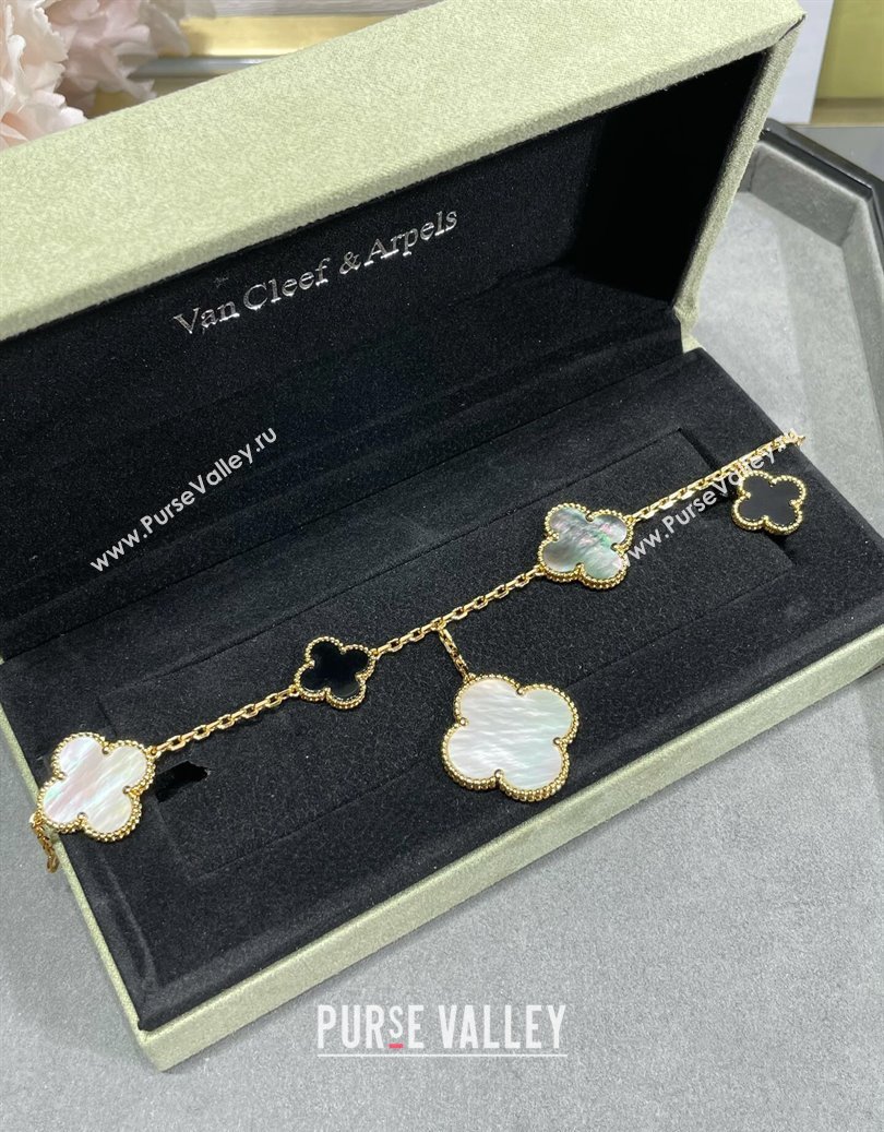 Van Cleef Arpels Alhambra Bracelet 5 Motifs Black/Grey/White 2025 0916 (YF-250916163)