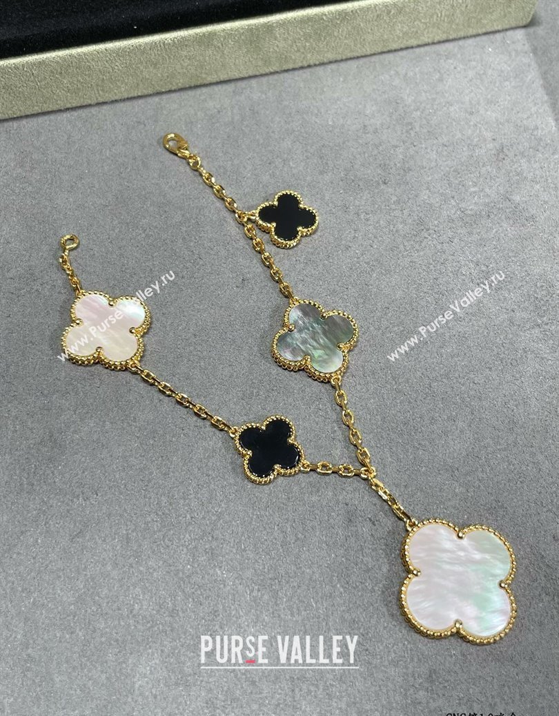 Van Cleef Arpels Alhambra Bracelet 5 Motifs Black/Grey/White 2025 0916 (YF-250916163)