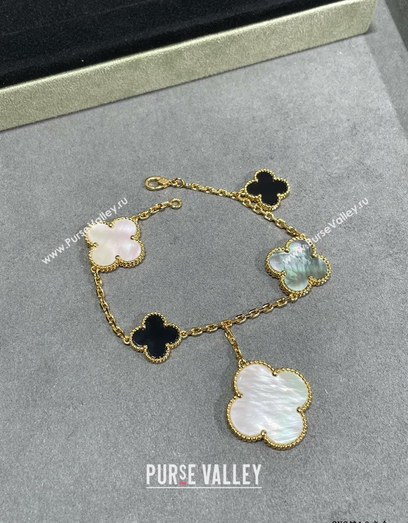 Van Cleef Arpels Alhambra Bracelet 5 Motifs Black/Grey/White 2025 0916 (YF-250916163)