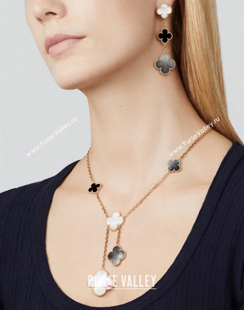 Van Cleef Arpels Alhambra Earrings 3 Motifs White/Black/Grey 2025 0916 (YF-250916164)