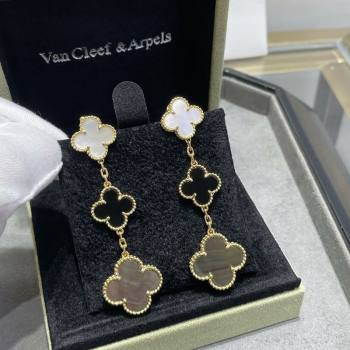 Van Cleef Arpels Alhambra Earrings 3 Motifs White/Black/Grey 2025 0916 (YF-250916164)