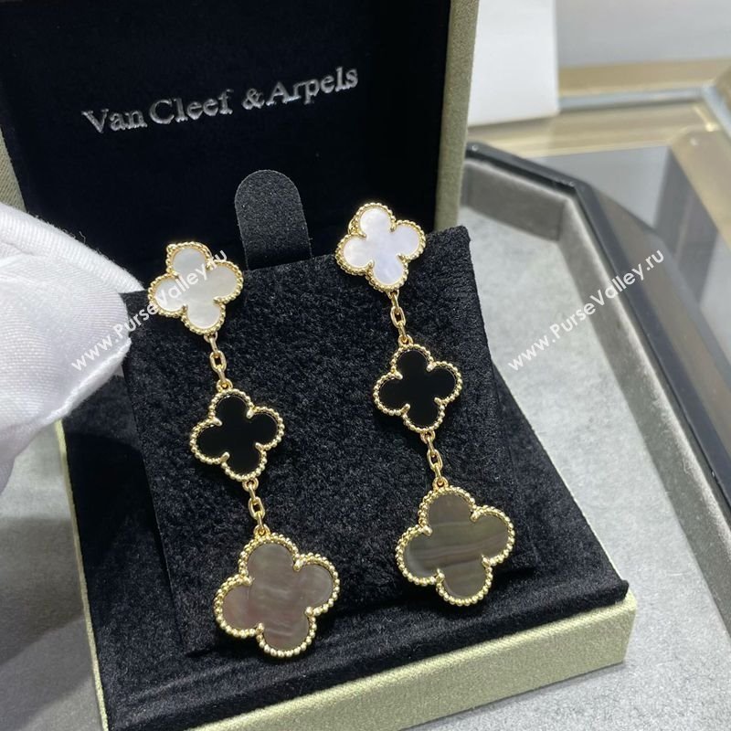 Van Cleef Arpels Alhambra Earrings 3 Motifs White/Black/Grey 2025 0916 (YF-250916164)