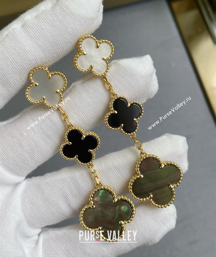 Van Cleef Arpels Alhambra Earrings 3 Motifs White/Black/Grey 2025 0916 (YF-250916164)