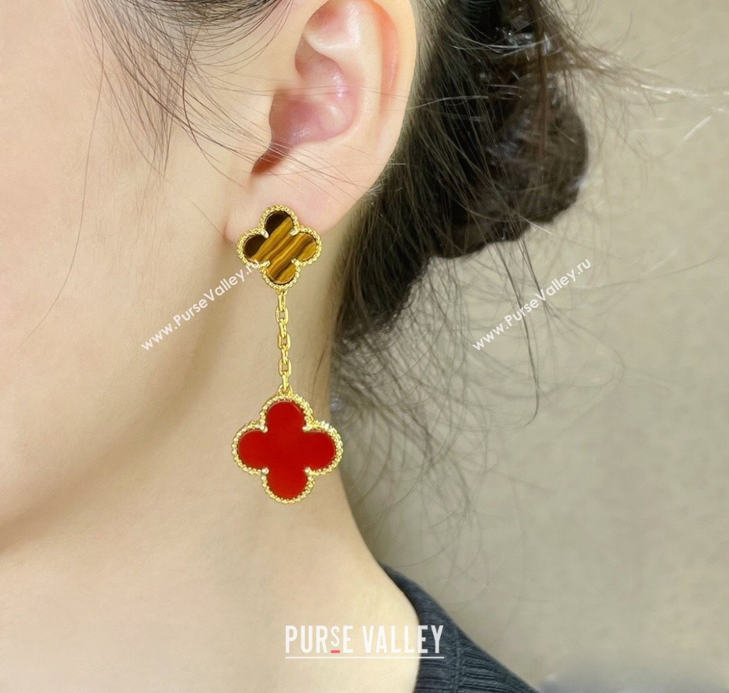 Van Cleef Arpels Alhambra Earrings 2 Motifs Yellow/Red 2025 0916 (YF-250916165)