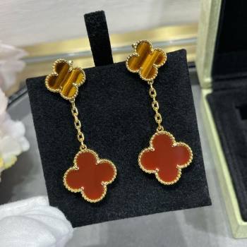 Van Cleef Arpels Alhambra Earrings 2 Motifs Yellow/Red 2025 0916 (YF-250916165)