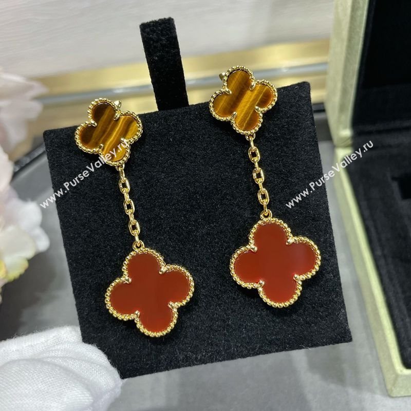 Van Cleef Arpels Alhambra Earrings 2 Motifs Yellow/Red 2025 0916 (YF-250916165)
