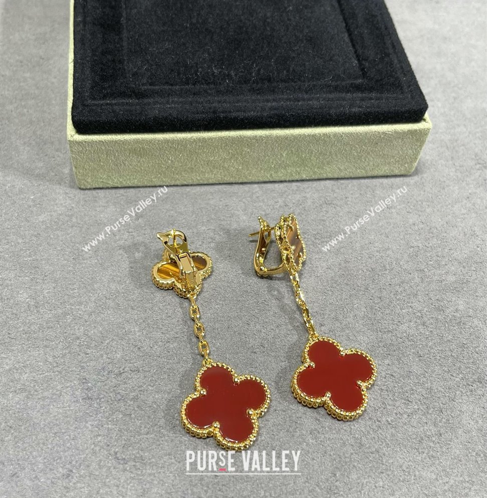 Van Cleef Arpels Alhambra Earrings 2 Motifs Yellow/Red 2025 0916 (YF-250916165)
