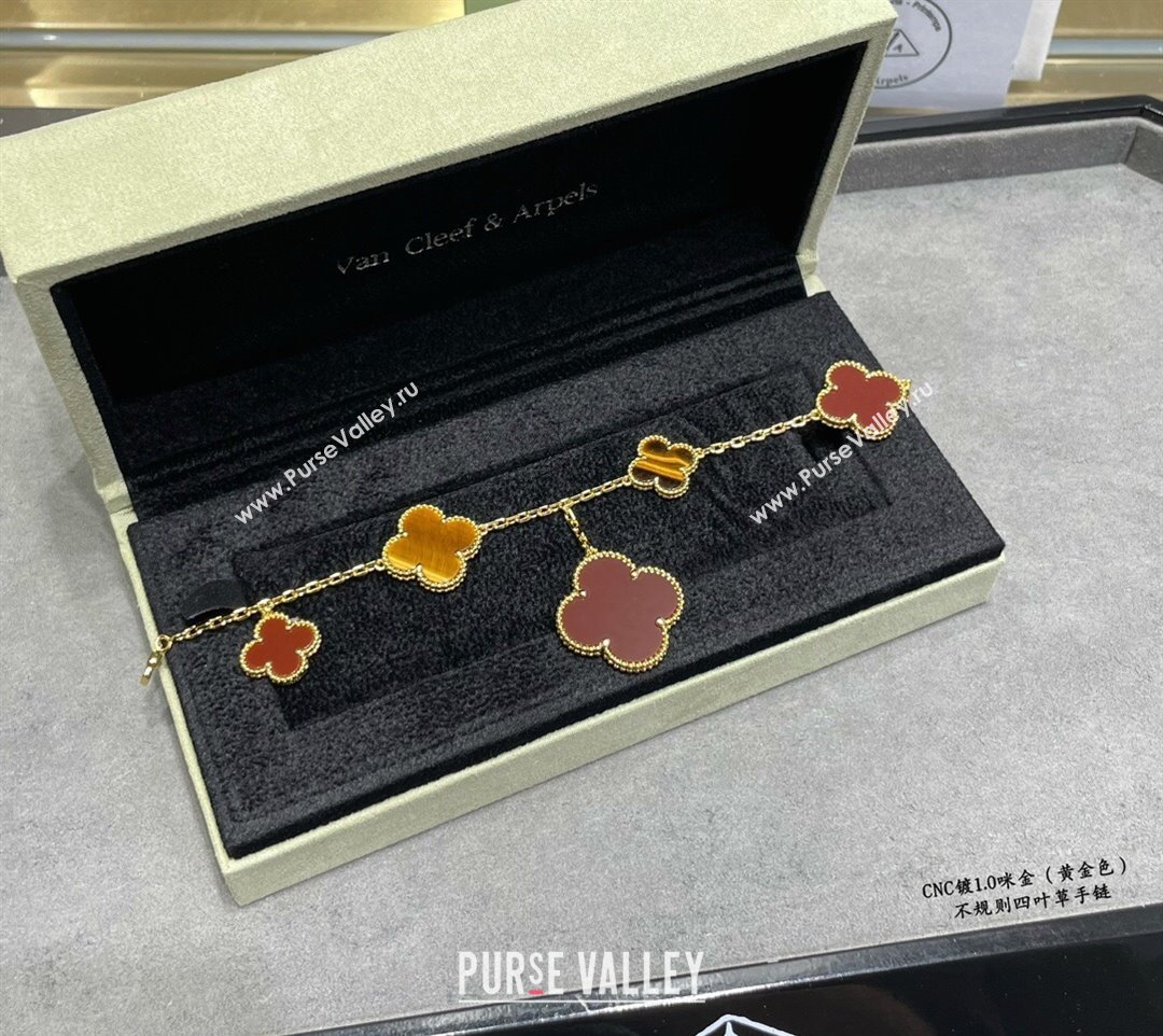 Van Cleef Arpels Alhambra Bracelet 5 Motifs Yellow/Red 2025 0916 (YF-250916166)