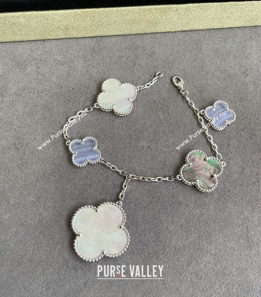Van Cleef Arpels Alhambra Bracelet 5 Motifs Grey/White/Purple 2025 0916 (YF-250916168)