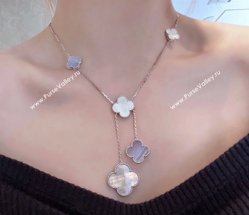 Van Cleef Arpels Alhambra Necklace 6 Motifs White/Purple/Grey 2025 0916 (YF-250916169)