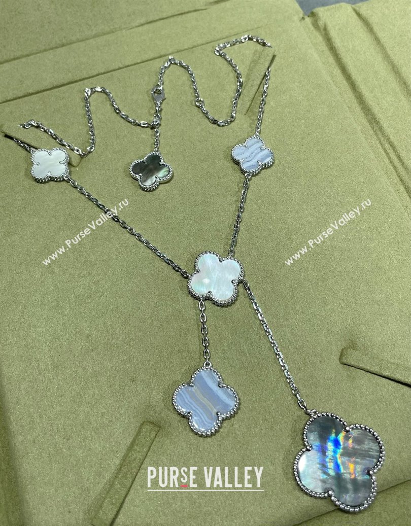 Van Cleef Arpels Alhambra Necklace 6 Motifs White/Purple/Grey 2025 0916 (YF-250916169)