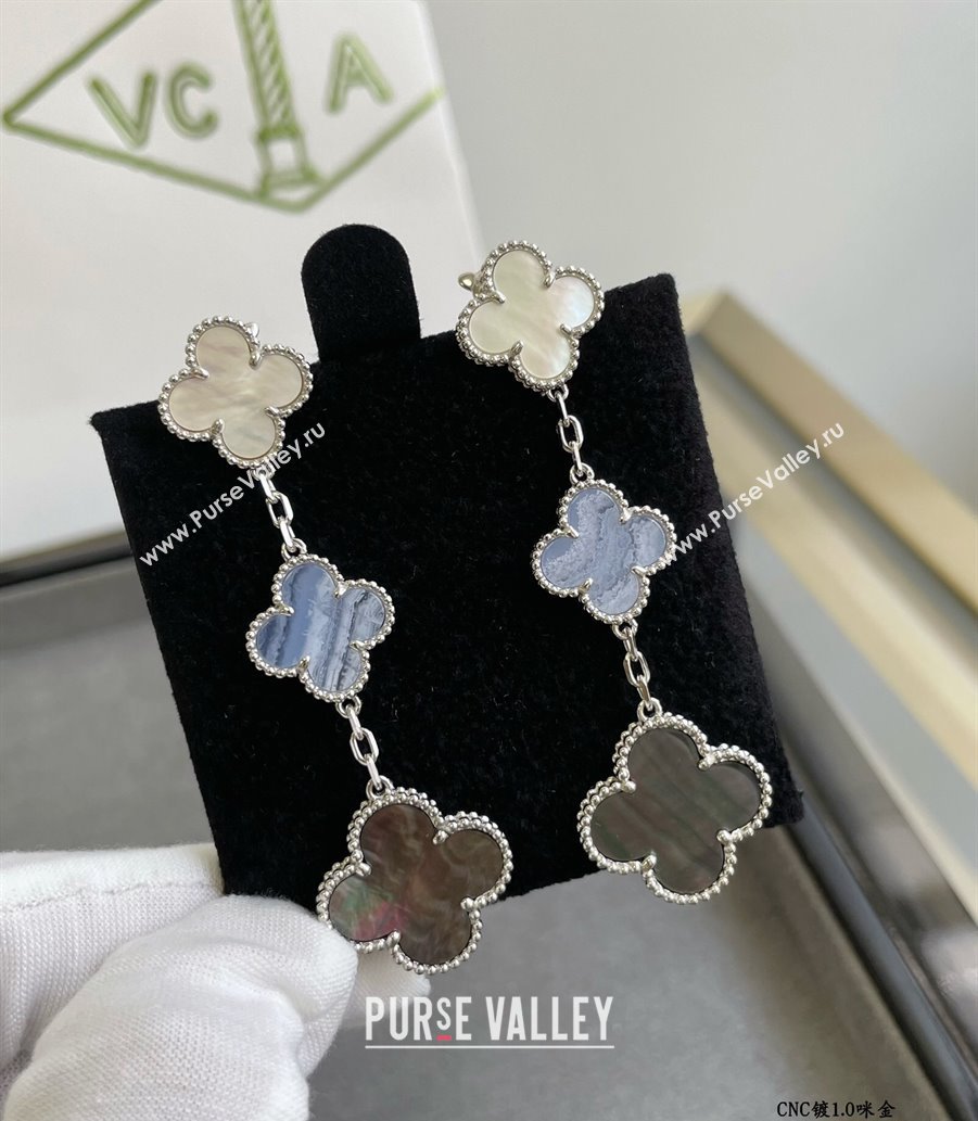 Van Cleef Arpels Alhambra Earrings 3 Motifs Purple/Blue/Grey 2025 0916 (YF-250916170)