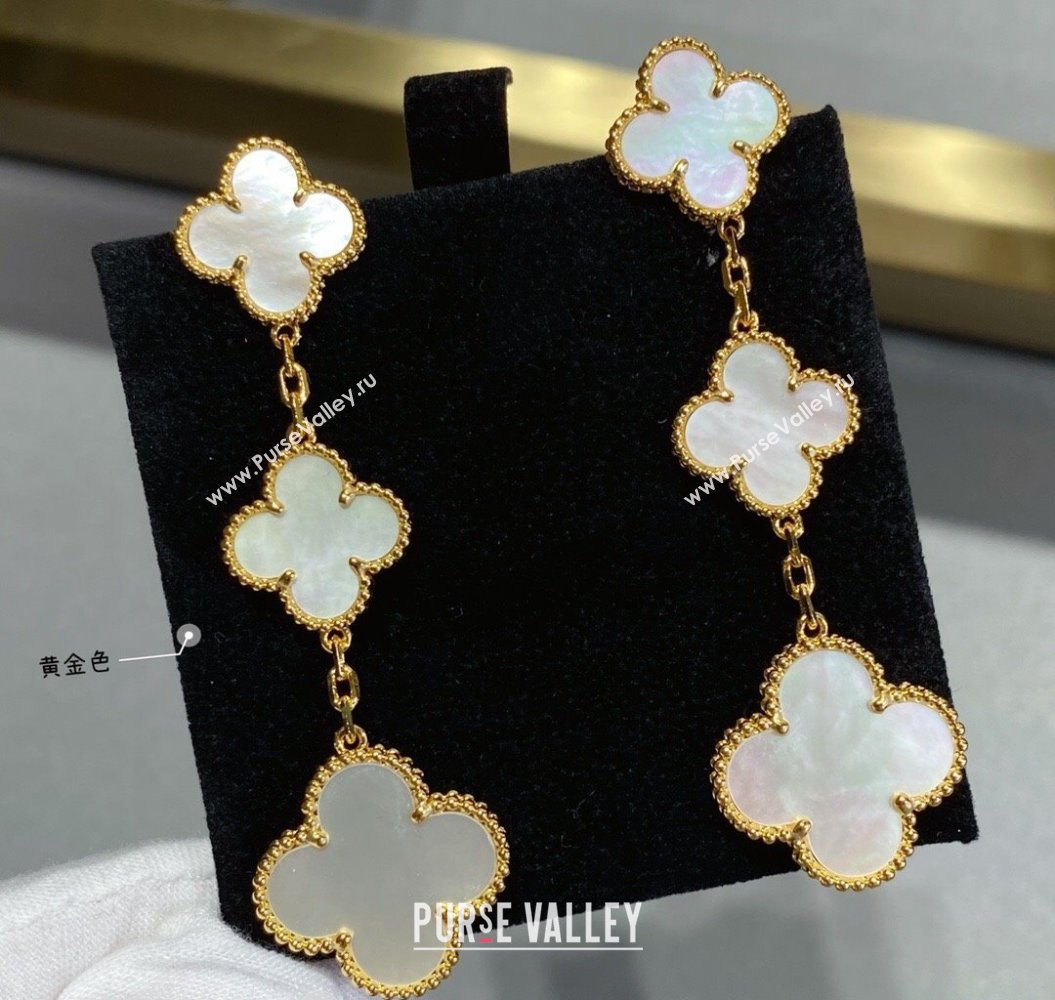 Van Cleef Arpels Alhambra Earrings 3 Motifs White/Gold 2025 0916 (YF-250916171)