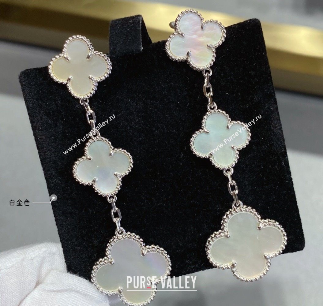 Van Cleef Arpels Alhambra Earrings 3 Motifs White/Silver 2025 0916 (YF-250916172)