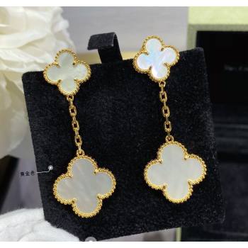Van Cleef Arpels Alhambra Earrings 2 Motifs White/Gold 2025 0916 (YF-250916173)