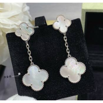 Van Cleef Arpels Alhambra Earrings 2 Motifs White/Silver 2025 0916 (YF-250916174)