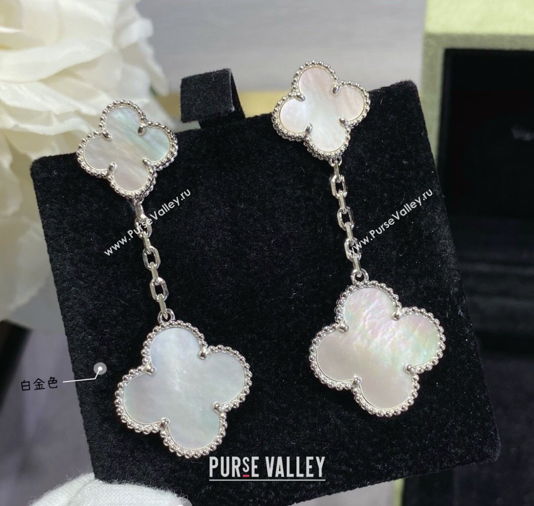 Van Cleef Arpels Alhambra Earrings 2 Motifs White/Silver 2025 0916 (YF-250916174)