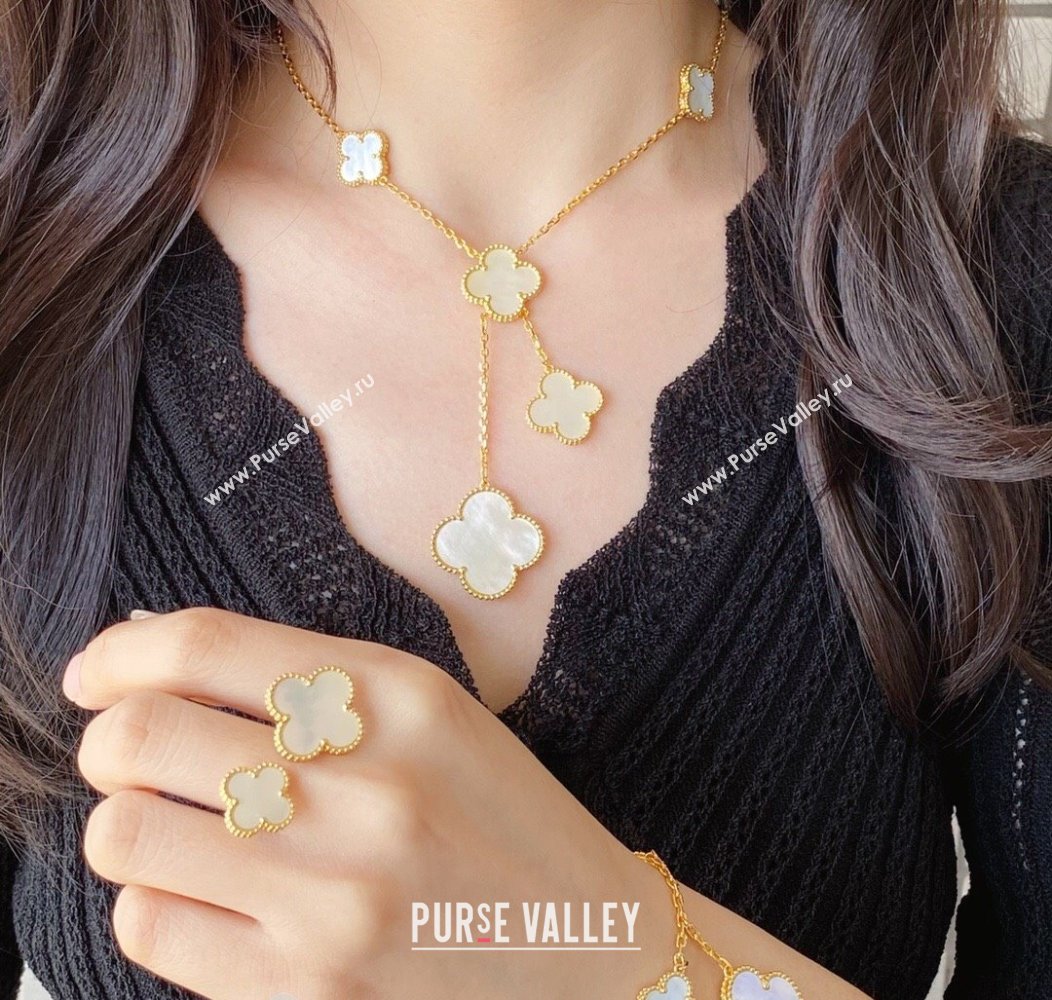 Van Cleef Arpels Alhambra Necklace 5 Motifs White/Gold 2025 0916 (YF-250916176)