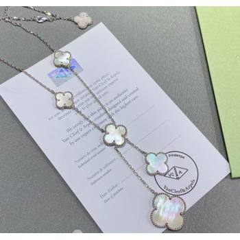 Van Cleef Arpels Alhambra Necklace 5 Motifs White/Silver 2025 0916 (YF-250916175)