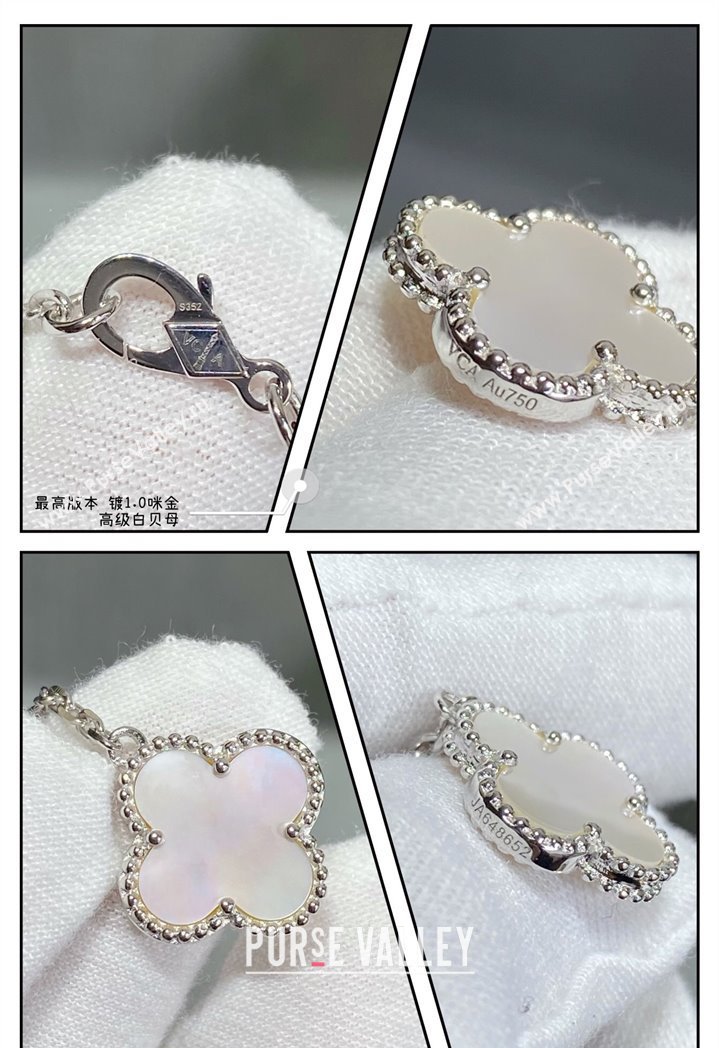 Van Cleef Arpels Alhambra Necklace 5 Motifs White/Silver 2025 0916 (YF-250916175)