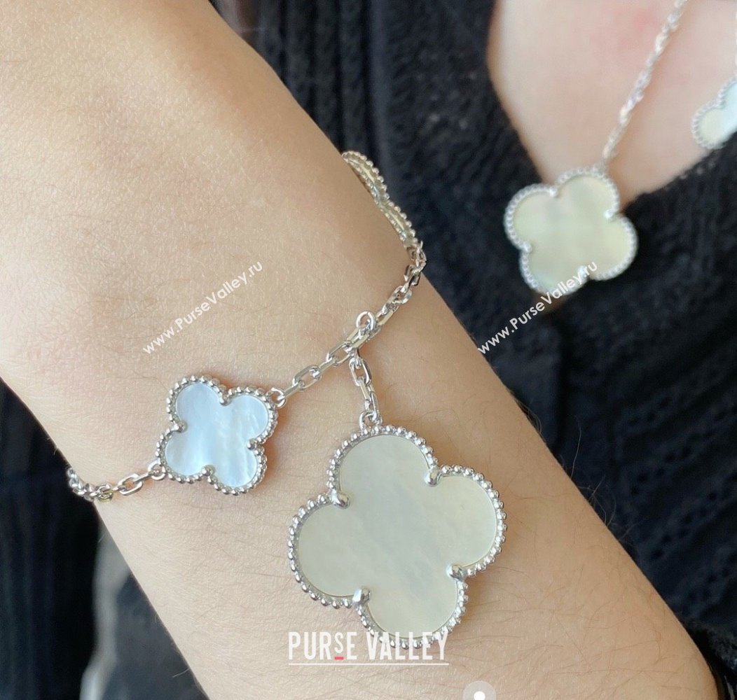 Van Cleef Arpels Alhambra Bracelet 5 Motifs White/Silver 2025 0916 (YF-250916177)