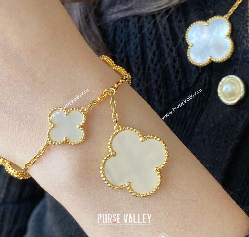 Van Cleef Arpels Alhambra Bracelet 5 Motifs White/Gold 2025 0916 (YF-250916178)