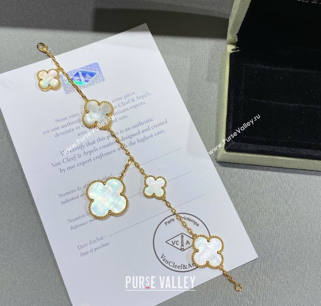 Van Cleef Arpels Alhambra Bracelet 5 Motifs White/Gold 2025 0916 (YF-250916178)