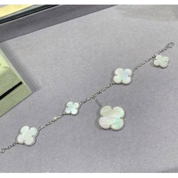 Van Cleef Arpels Alhambra Bracelet 5 Motifs White/Silver 2025 0916 (YF-250916177)