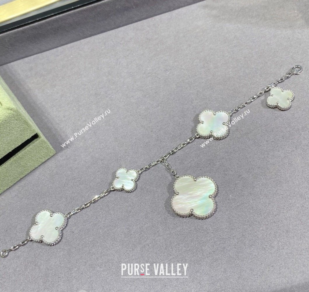 Van Cleef Arpels Alhambra Bracelet 5 Motifs White/Silver 2025 0916 (YF-250916177)