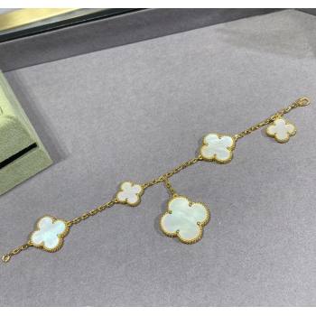 Van Cleef Arpels Alhambra Bracelet 5 Motifs White/Gold 2025 0916 (YF-250916178)
