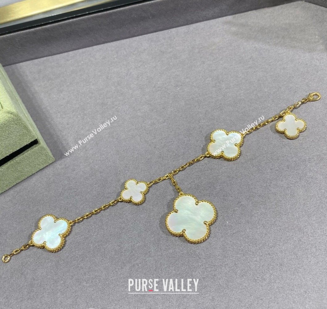 Van Cleef Arpels Alhambra Bracelet 5 Motifs White/Gold 2025 0916 (YF-250916178)