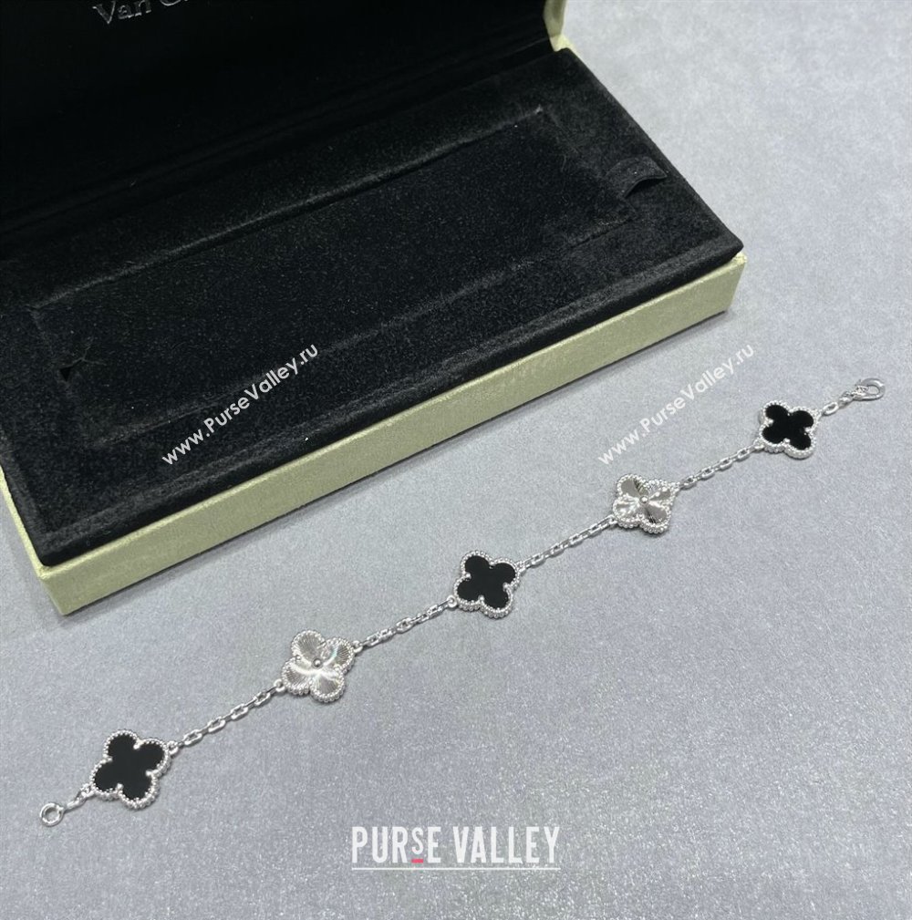 Van Cleef Arpels Alhambra Bracelet 5 Motifs Black/Silver 2025 0915 (YF-250916142)