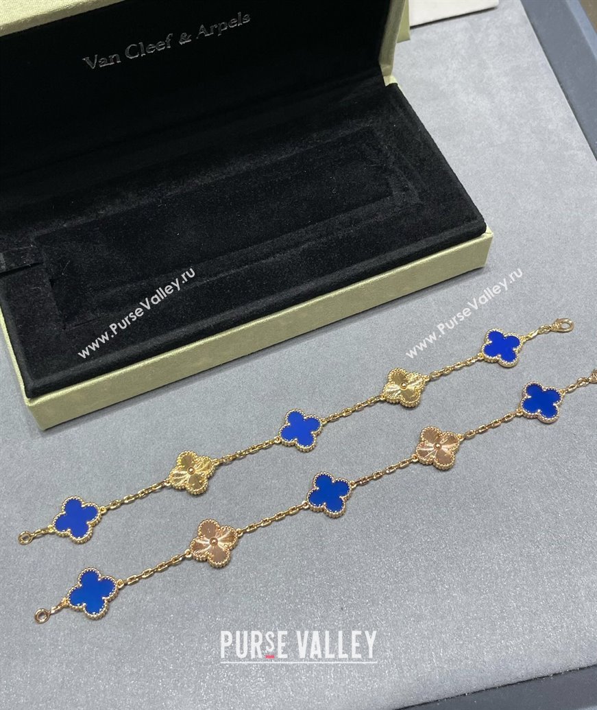 Van Cleef Arpels Alhambra Bracelet 5 Motifs Blue/Gold 2025 0915 (YF-250916143)