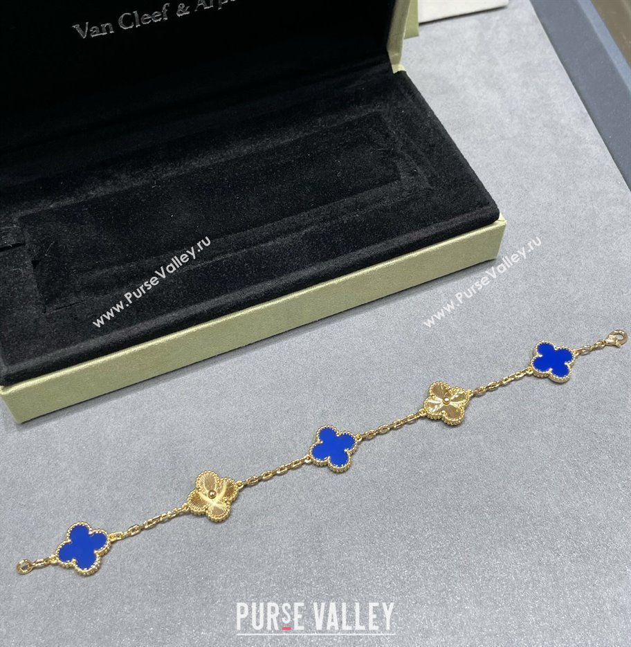 Van Cleef Arpels Alhambra Bracelet 5 Motifs Blue/Gold 2025 0915 (YF-250916143)