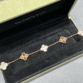 Van Cleef Arpels Alhambra Bracelet 5 Motifs White/Rose Gold 2025 0915 (YF-250916144)