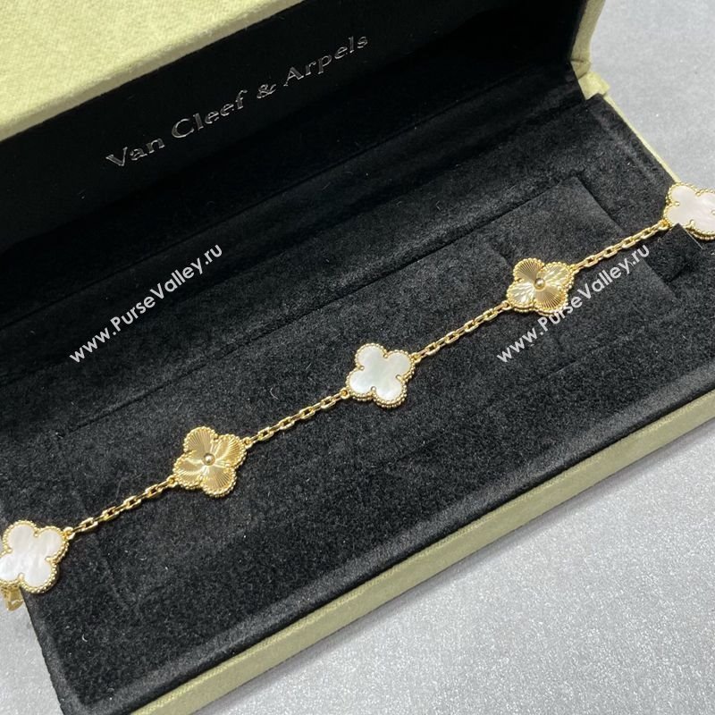 Van Cleef Arpels Alhambra Bracelet 5 Motifs White/Yellow Gold 2025 0915 (YF-250916145)