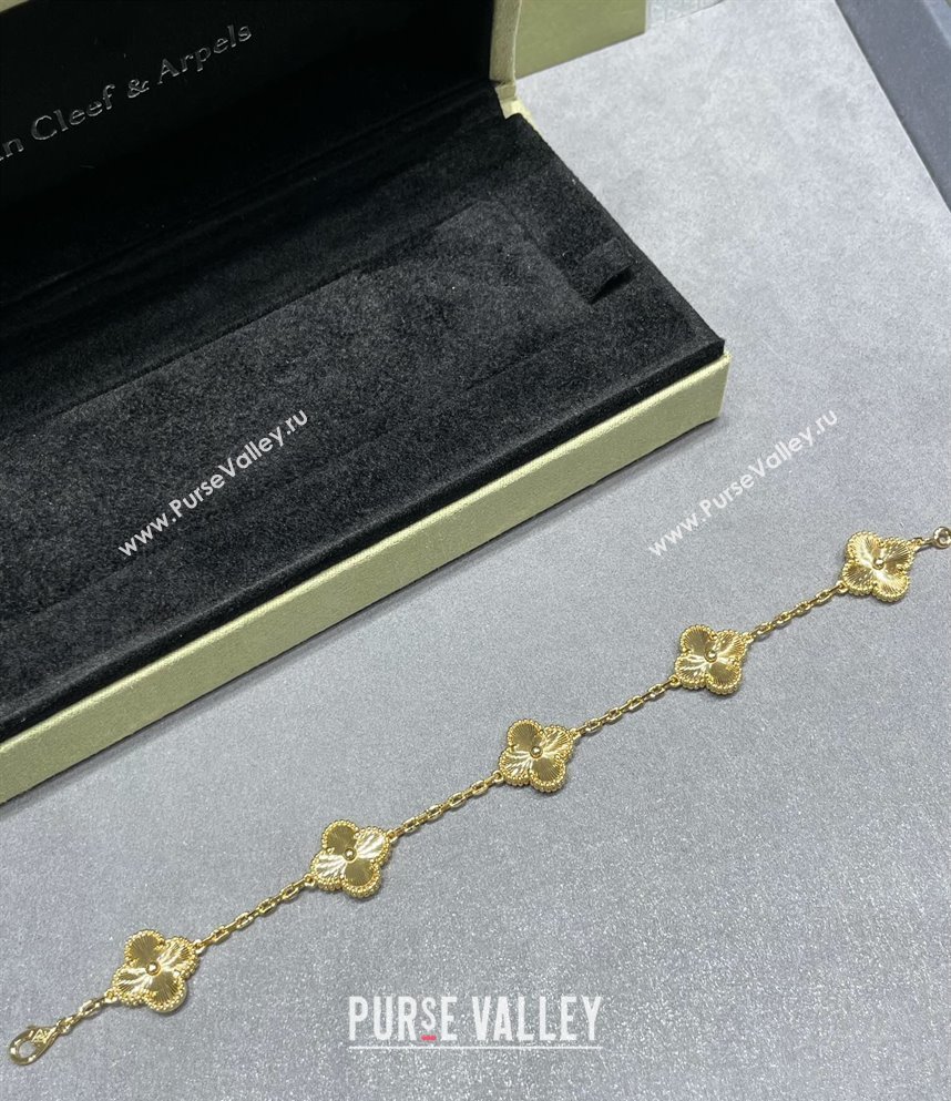 Van Cleef Arpels Alhambra Bracelet 5 Motifs Yellow Gold-Tone 2025 0916 (YF-250916136)