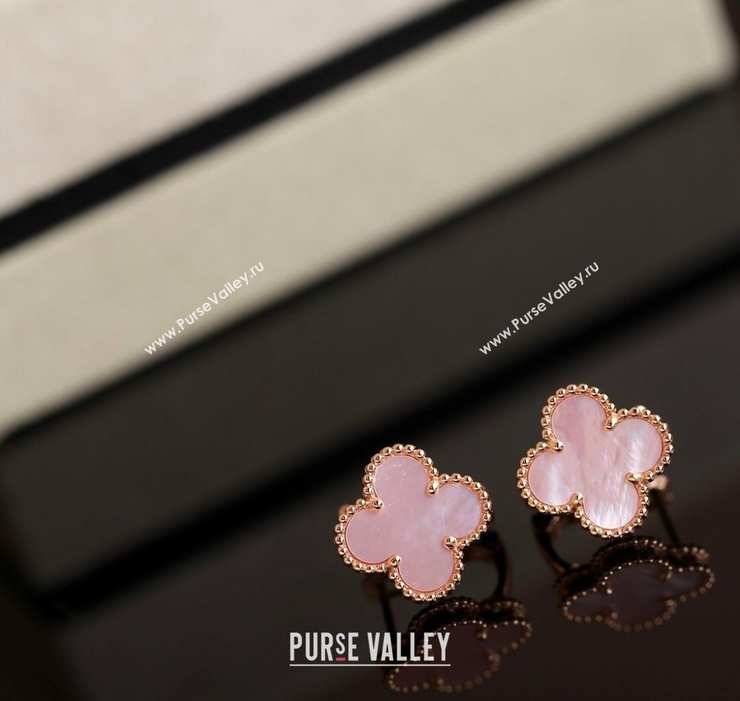 Van Cleef Arpels Sweet Alhambra Stud Earrings Medium Model Pink/Rose Gold 2025 1113 (YF-251113032)